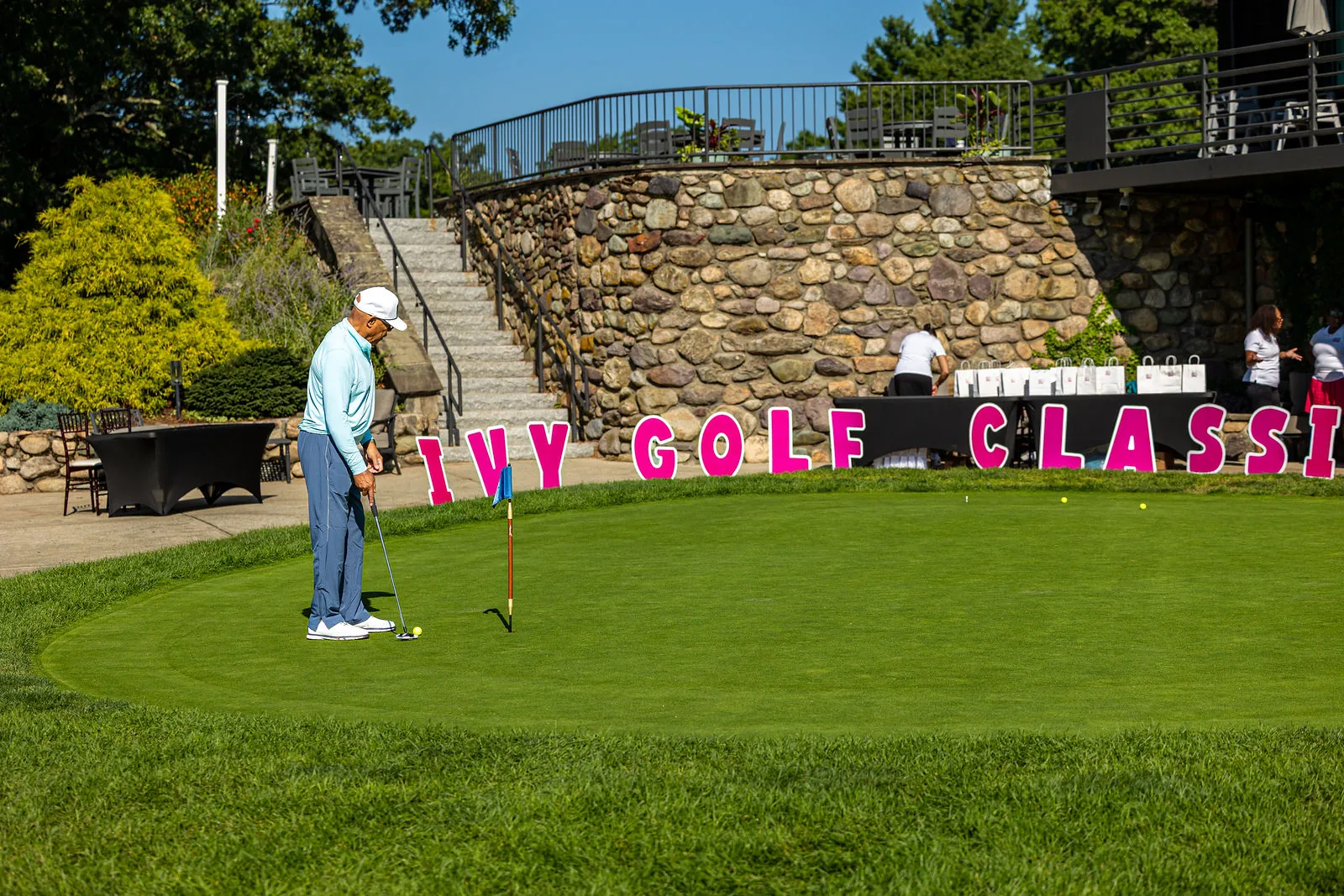 The practice green at Blue Hill Country Club during the 2026 Ivy Golf Classic
